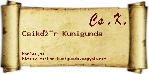 Csikár Kunigunda névjegykártya